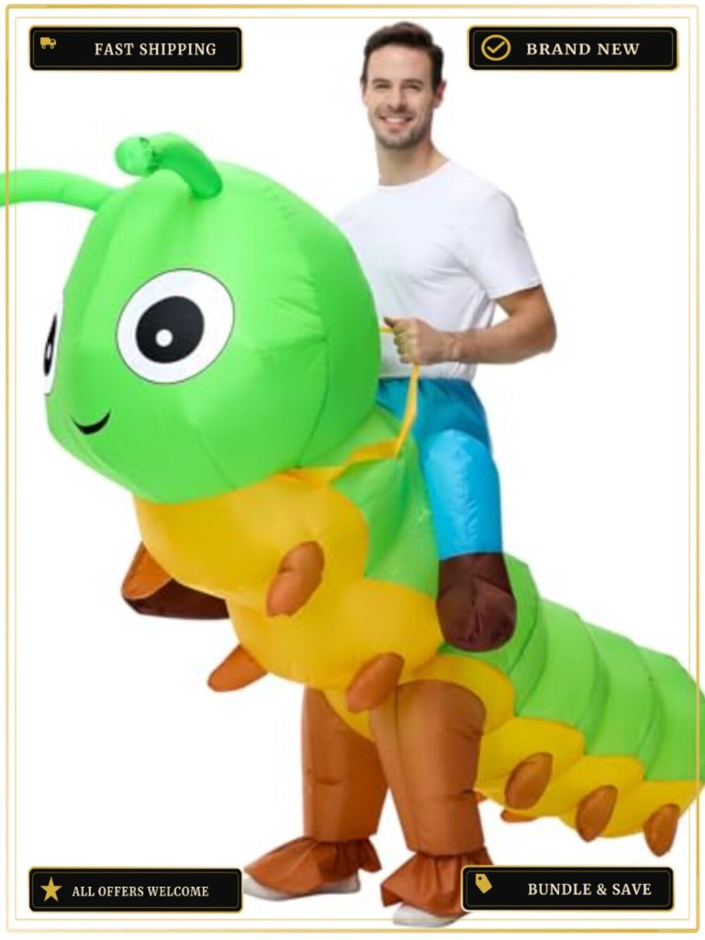 Inflatable Caterpillar Riding Costume Adult Halloween Blow Up Cosplay